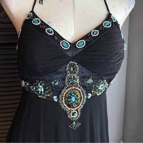 Sue Wong Silk Beaded Laced Embellished Fairy‎ Goth Y2K Slip Dress 0 - Picture 3 of 7